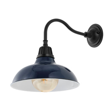Aurora 12.25" Farmhouse Industrial Indoor/Outdoor Iron LED Gooseneck Arm Outdoor Sconce - JONATHAN Y